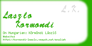 laszlo kormondi business card