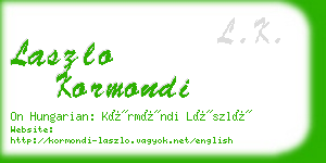 laszlo kormondi business card